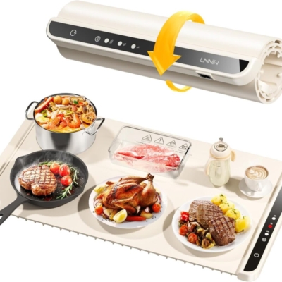 amazon image of a white silicone food warmer mat