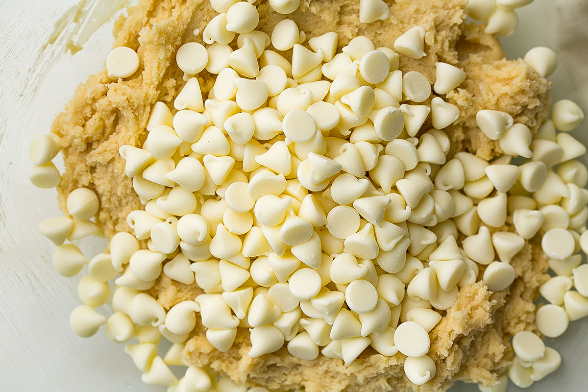 white chocolate chips added to cookie dough