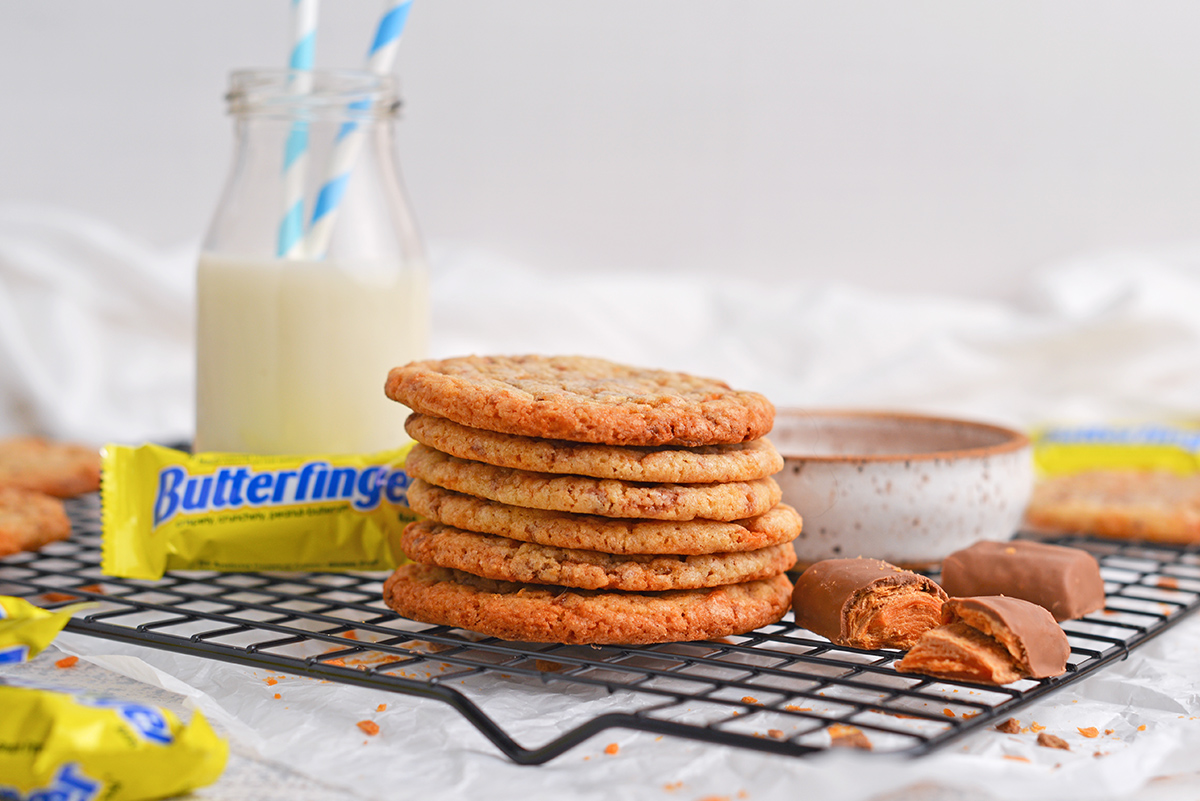 straight on stack of butterfinger cookies