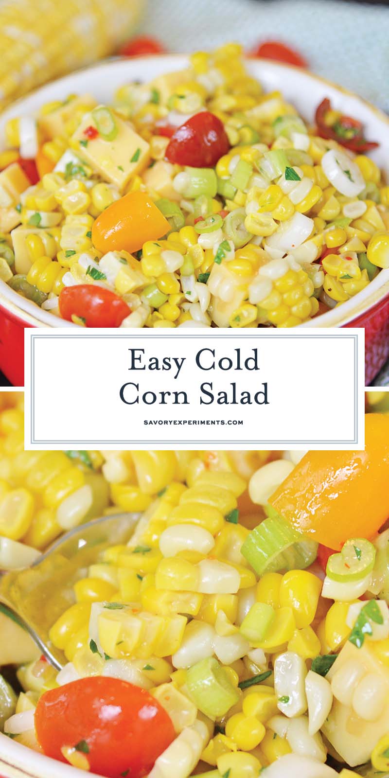 collage of cold corn salad recipe