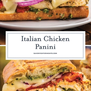 collage of italian chicken panini