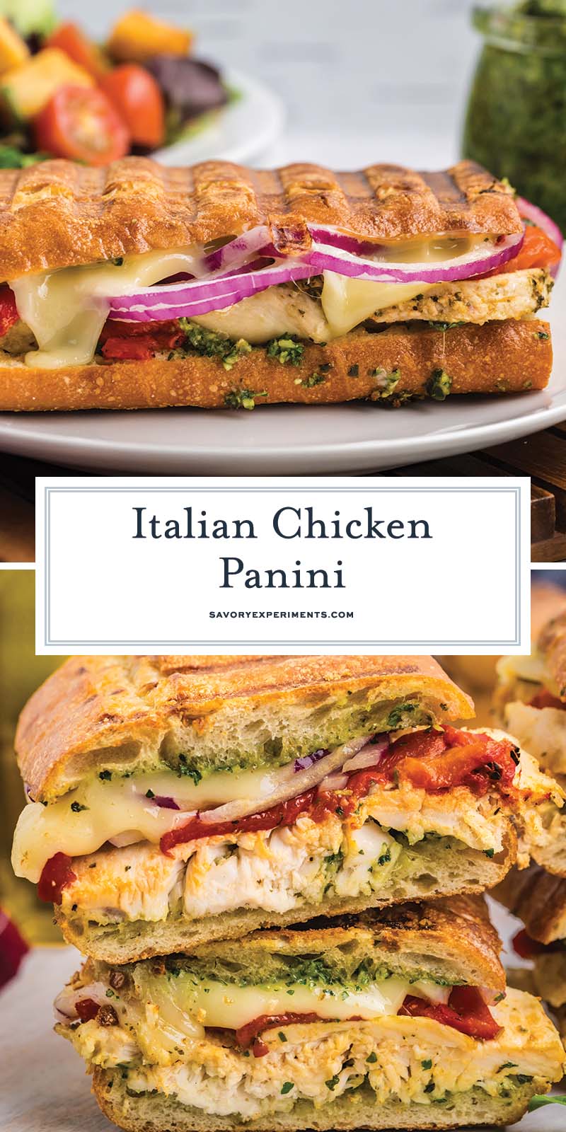 collage of italian chicken panini