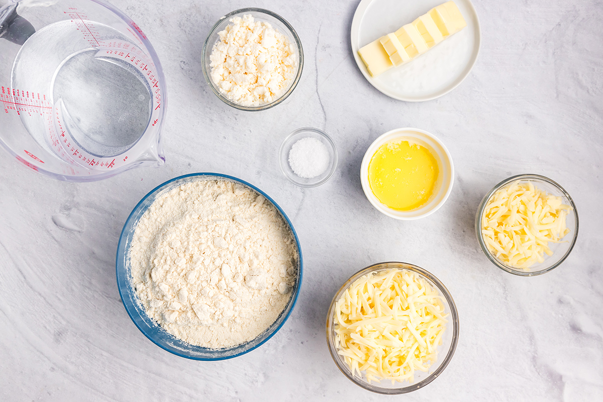 overhead shot of what you need to make arepas con queso 