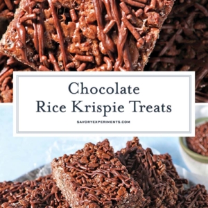 collage of chocolate rice krispie treats recipe