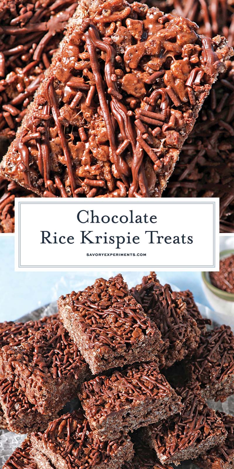 collage of chocolate rice krispie treats recipe