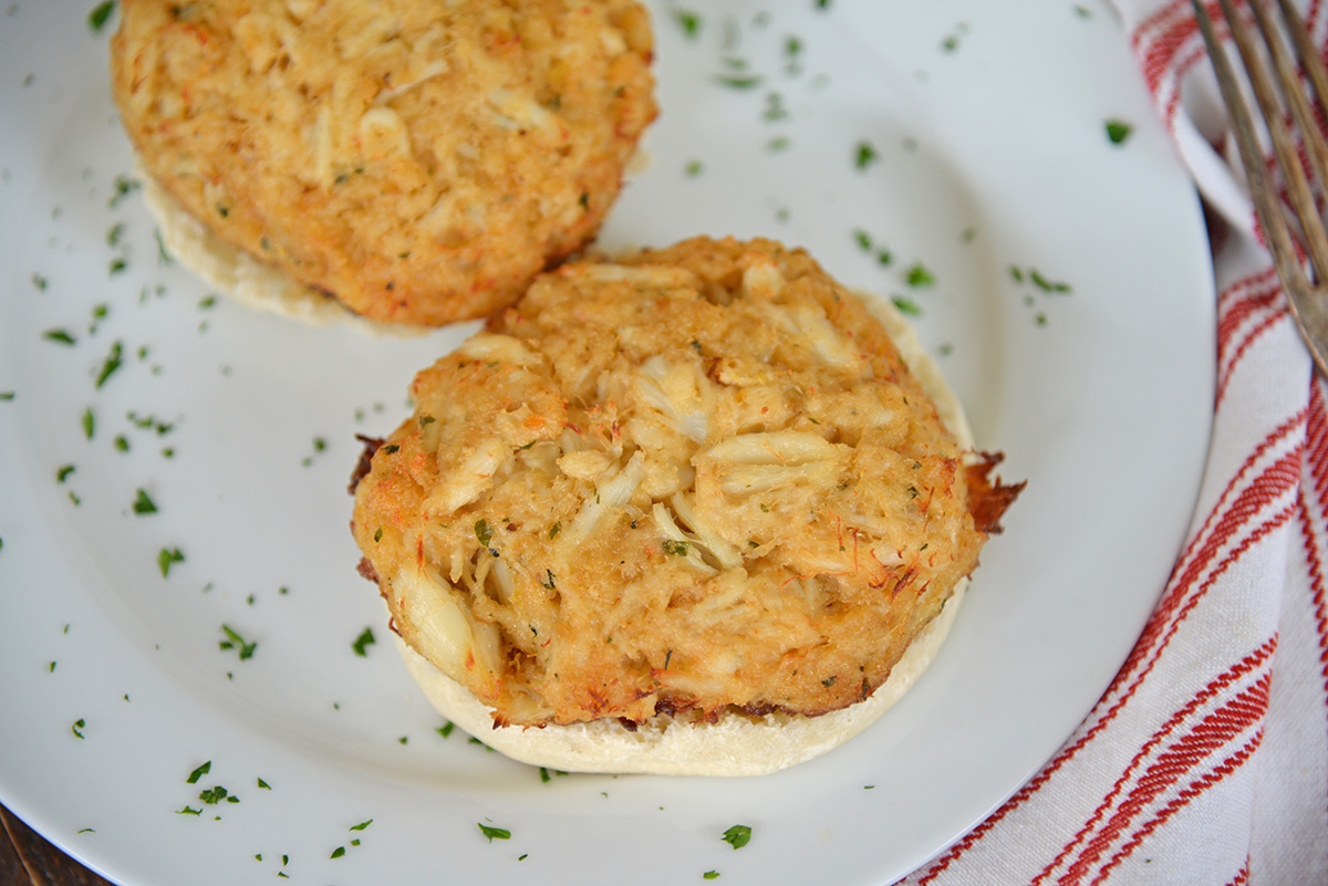 crab cakes on english muffins