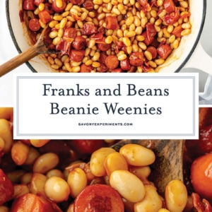 collage of franks and beans