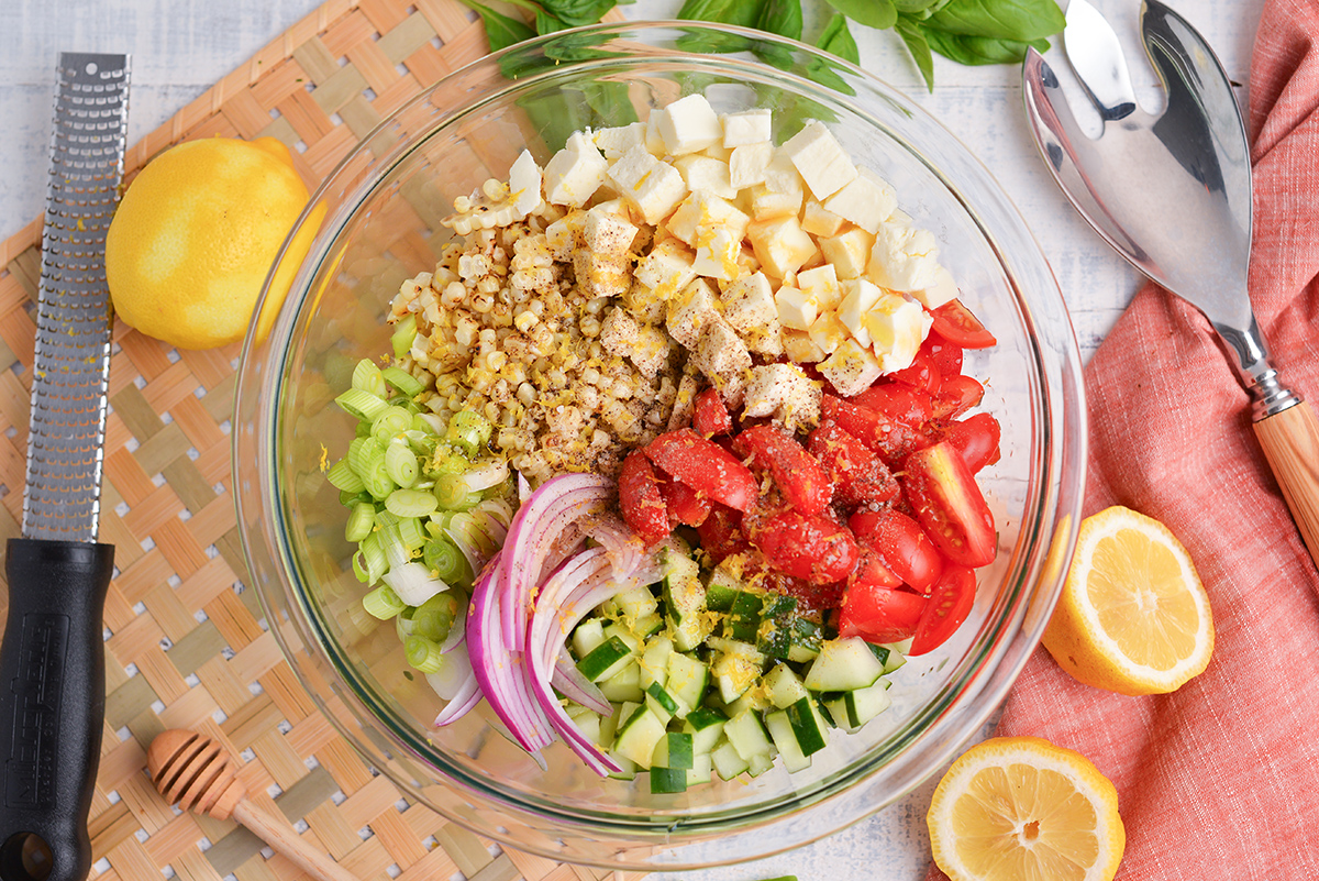 corn and tomato salad ingredients in bowl