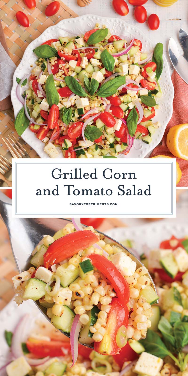 collage of grilled corn salad