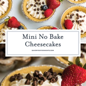 collage of mini no bake cheesecakes