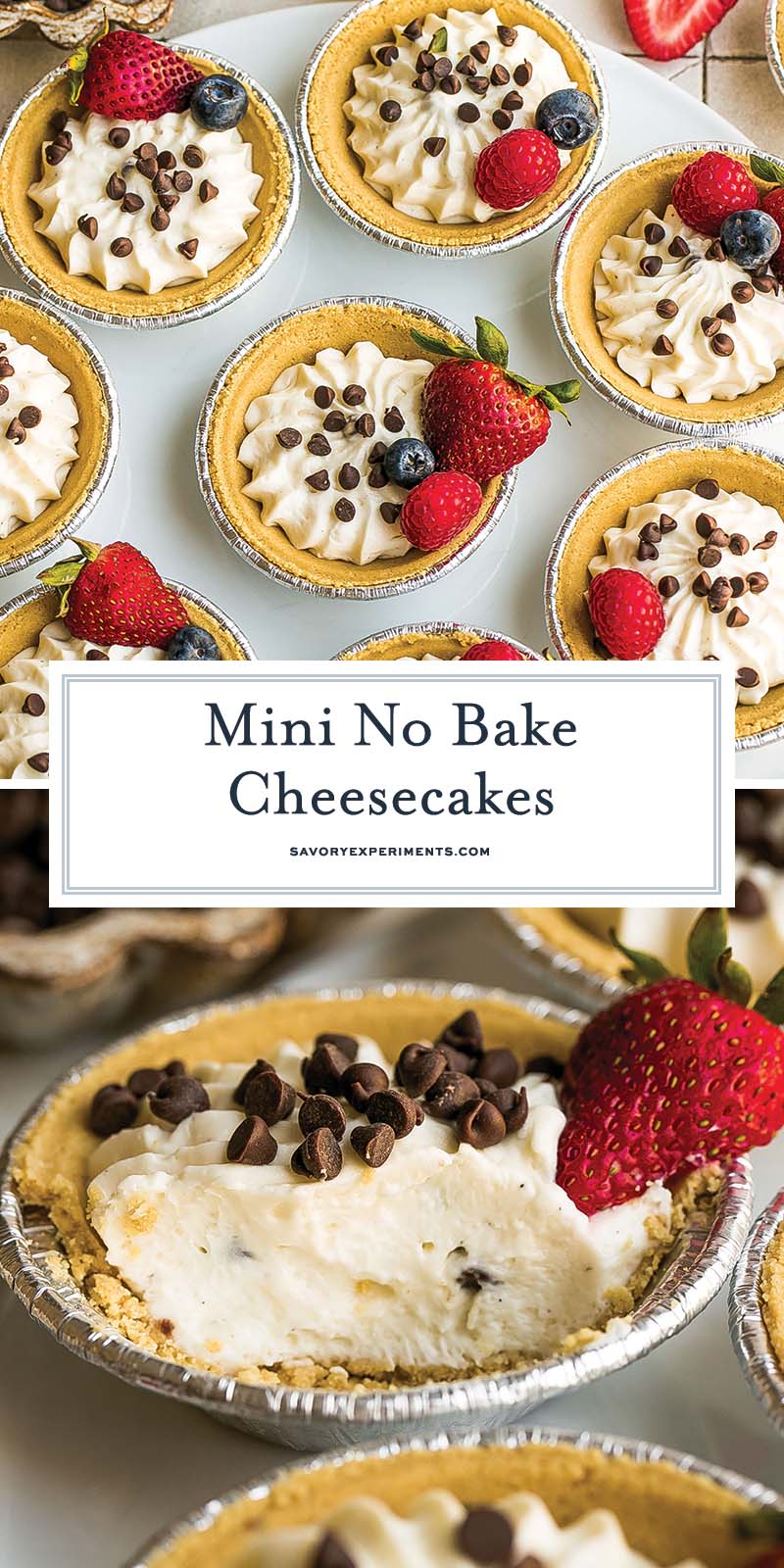collage of mini no bake cheesecakes