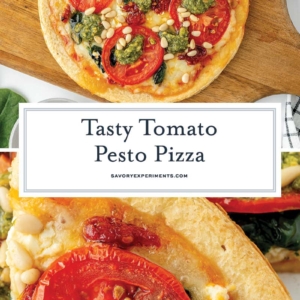 collage of pesto pizza
