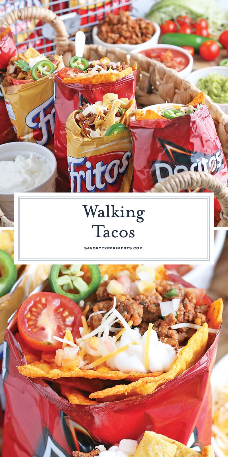 collage of walking tacos