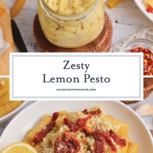 collage of lemon pesto