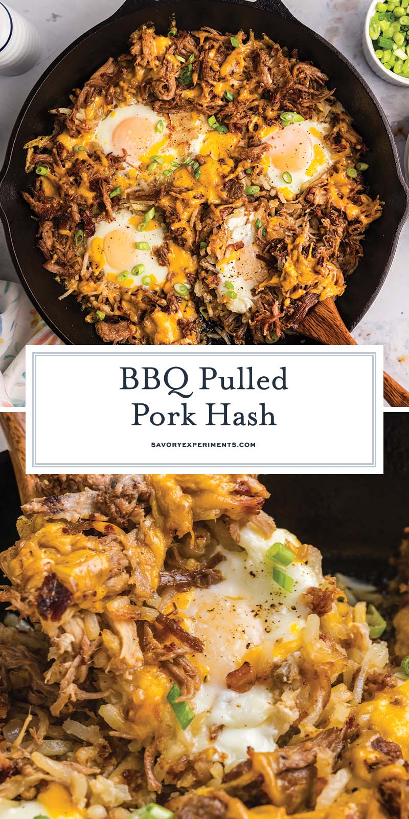 collage of bbq pulled pork hash