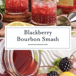 collage of blackberry bourbon smash