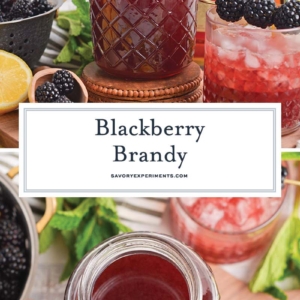 collage of homemade blackberry brandy