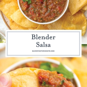 collage of blender salsa