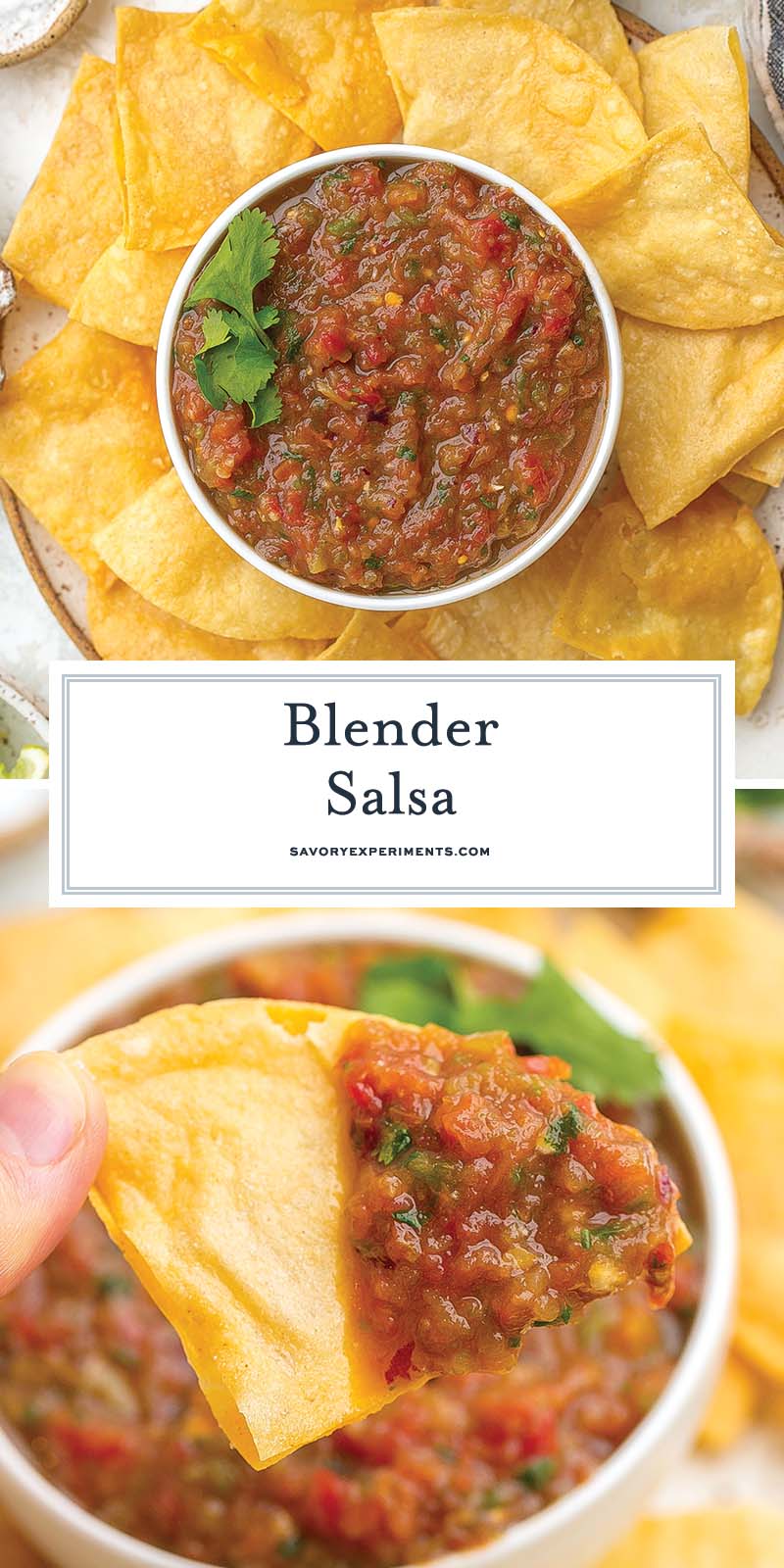 collage of blender salsa