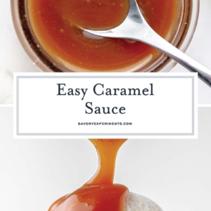 collage of caramel sauce