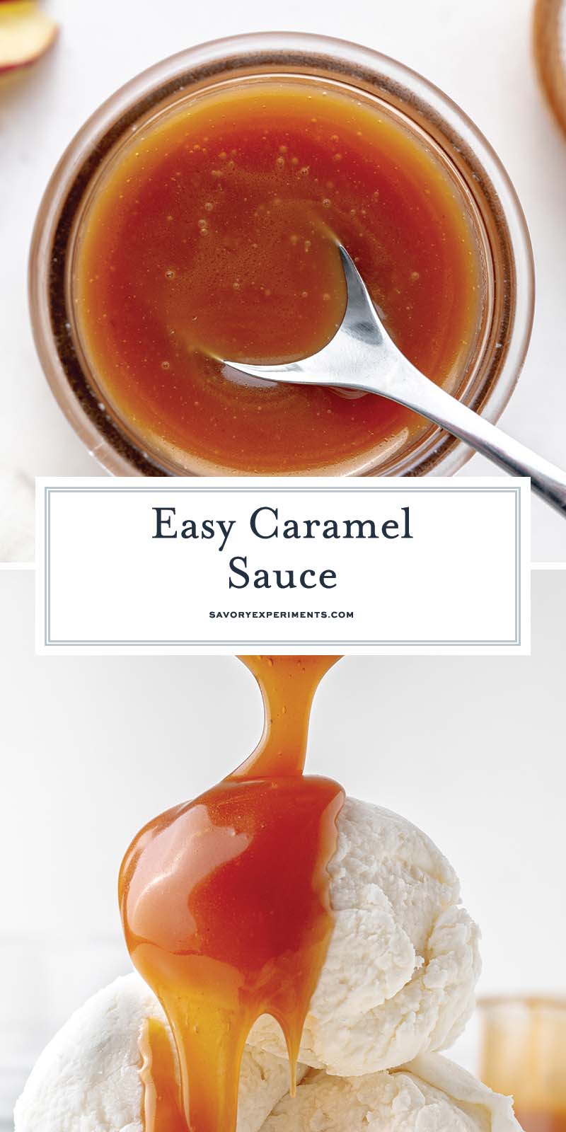 collage of caramel sauce