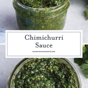 collage of chimichurri sauce recipe with text overlay for pinterest
