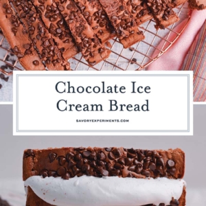 collage of chocolate ice cream bread