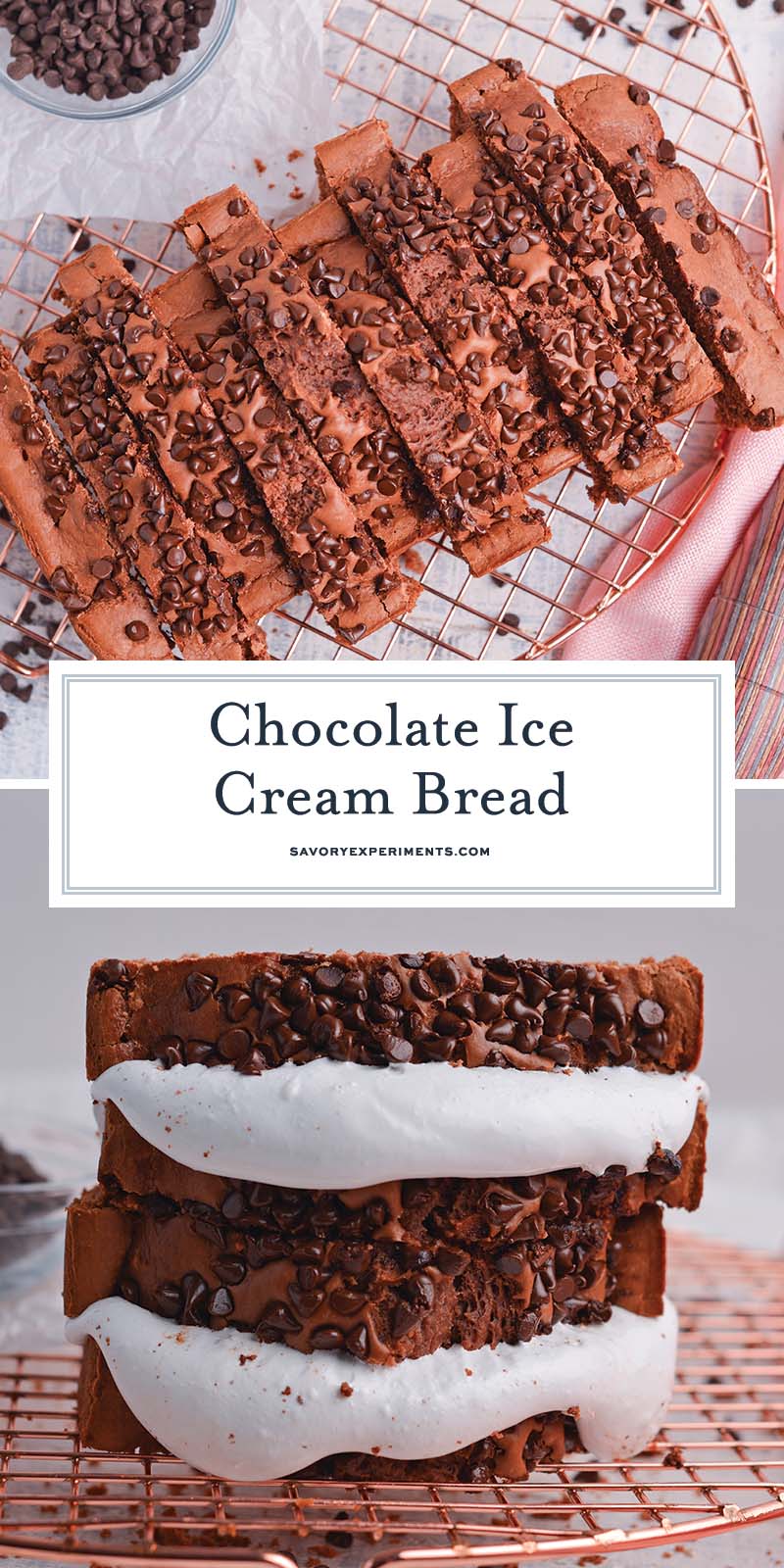 collage of chocolate ice cream bread