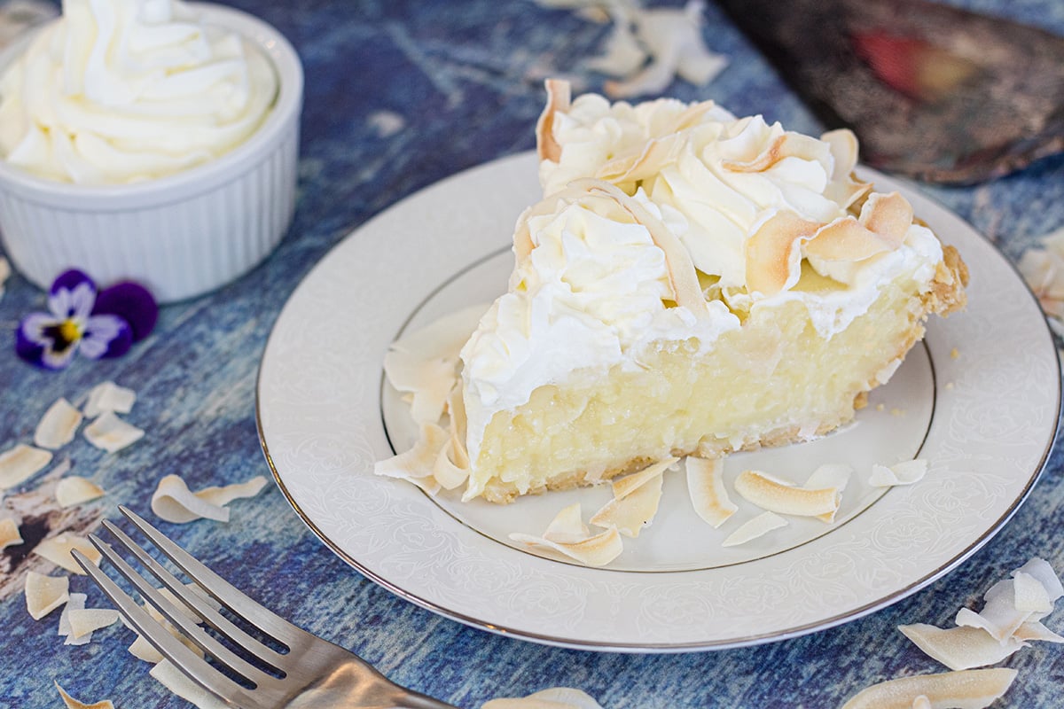 slice of coconut cream pie