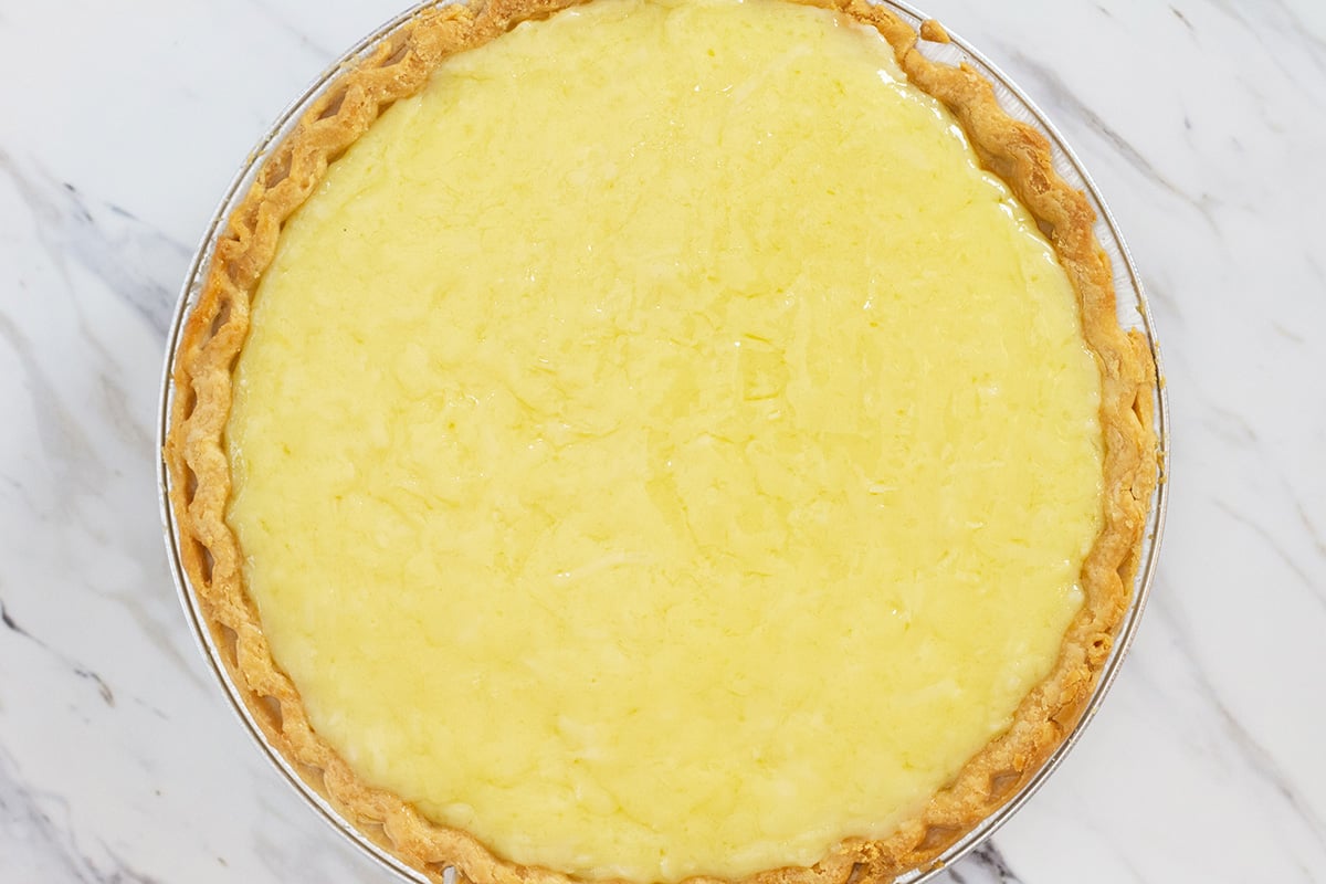 creamy coconut filling in a pie shell