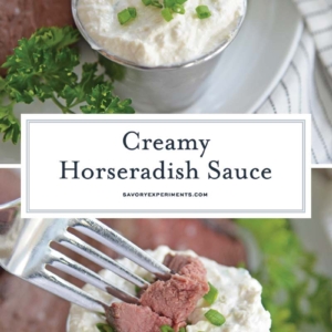collage of horseradish sauce