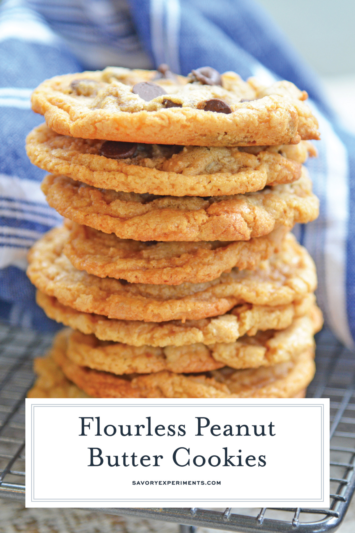 flourless peanut butter cookies with chocolate chips for pinterest