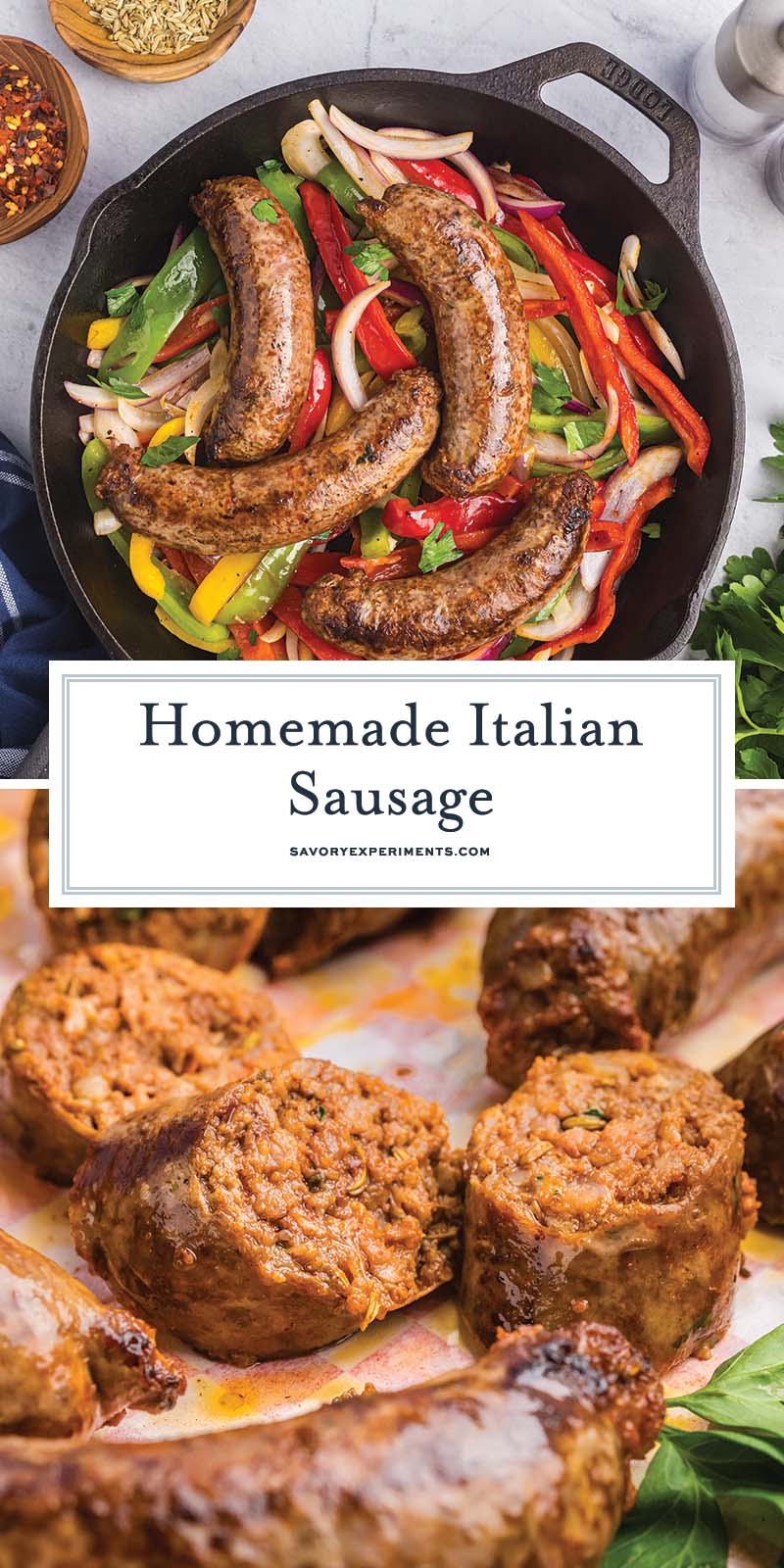 collage of homemade italian sausages