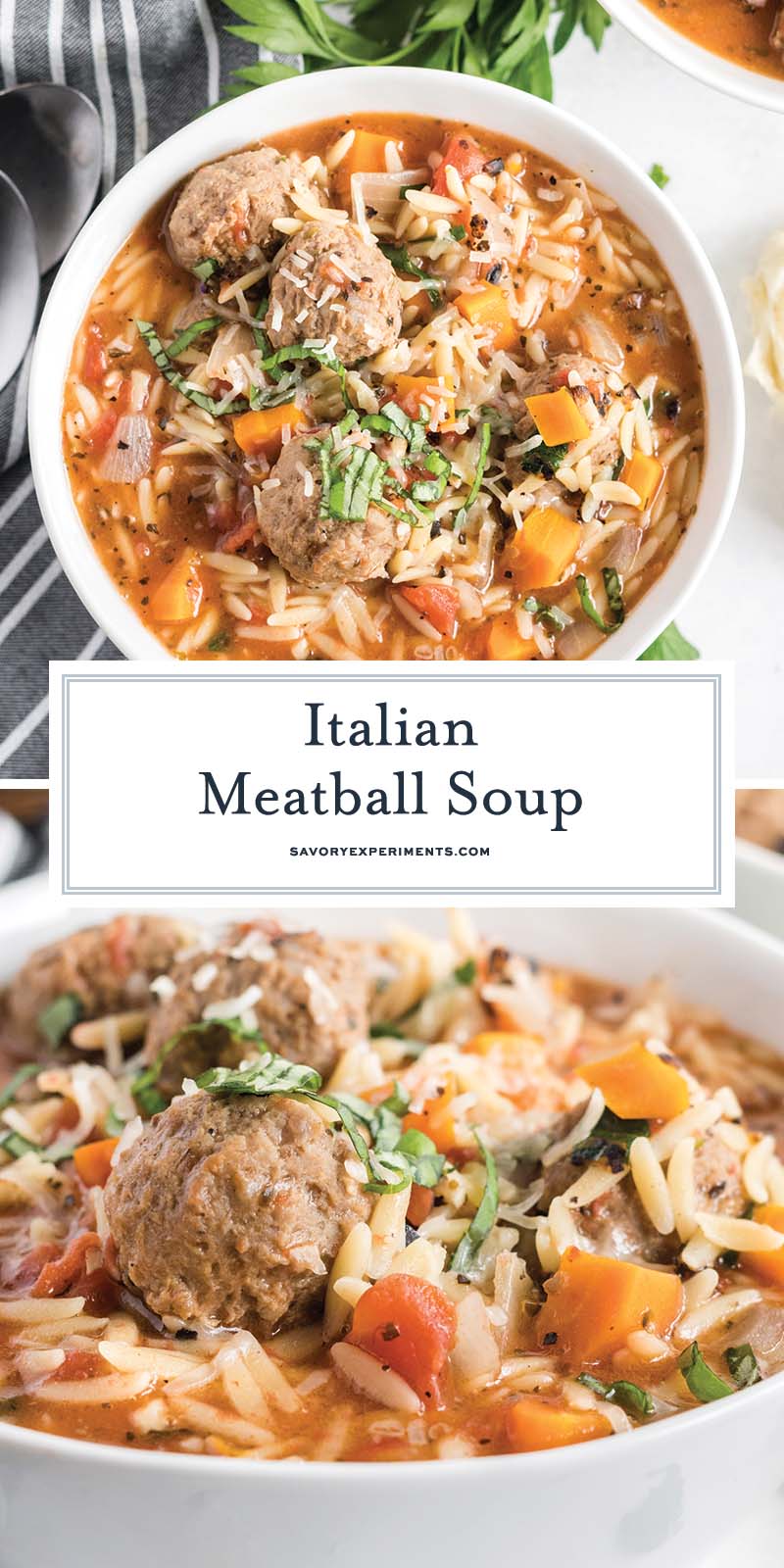 collage of italian meatball soup for pinterest