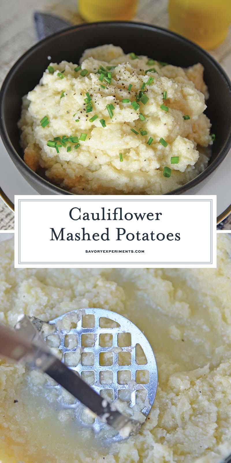 collage of cauliflower mashed potatoes