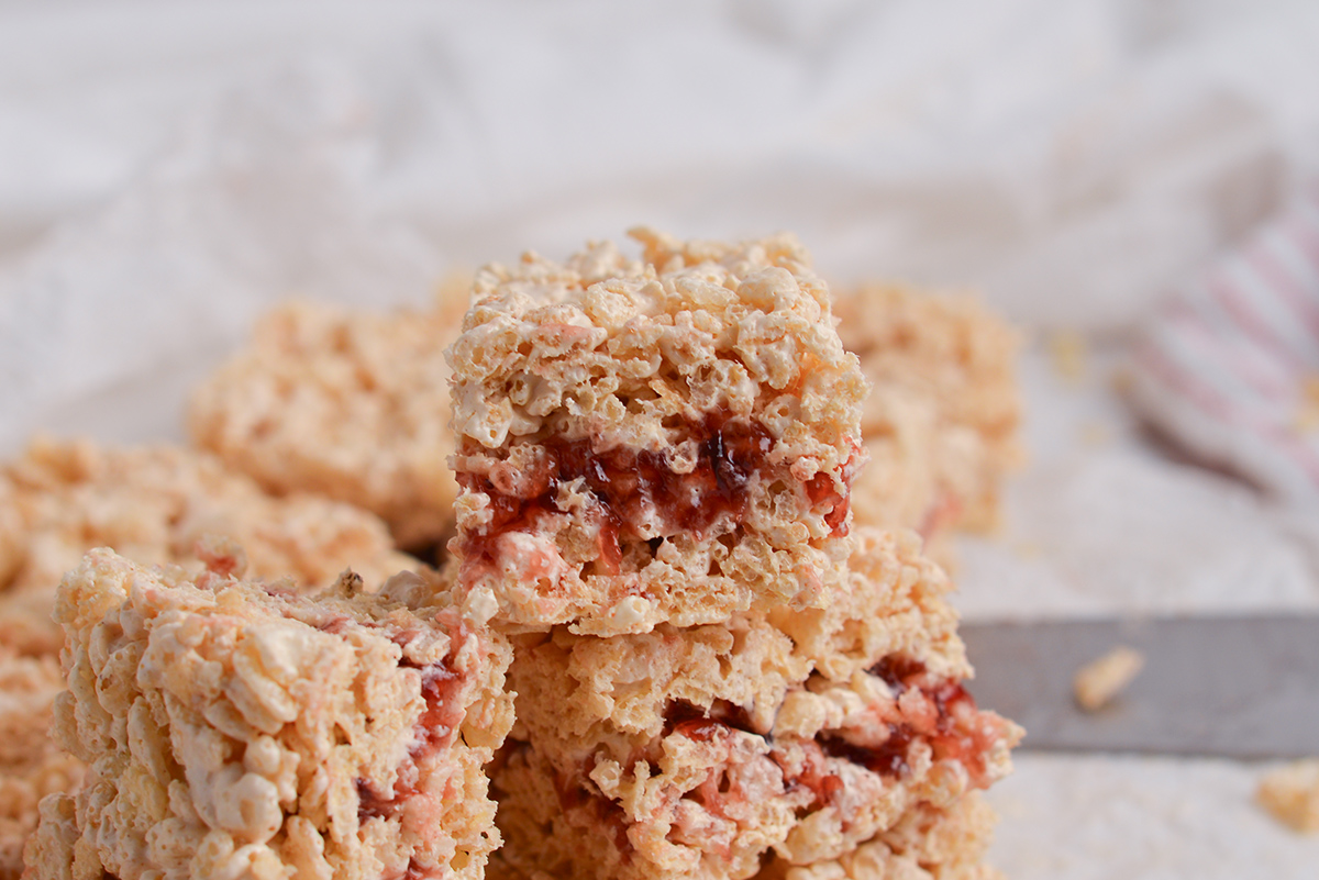 angled shot of rice krispie treats