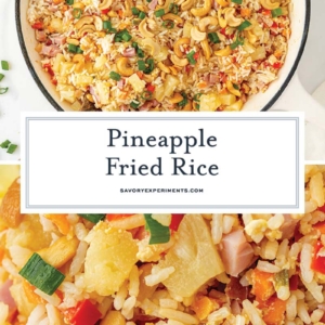 collage of pineapple fried rice
