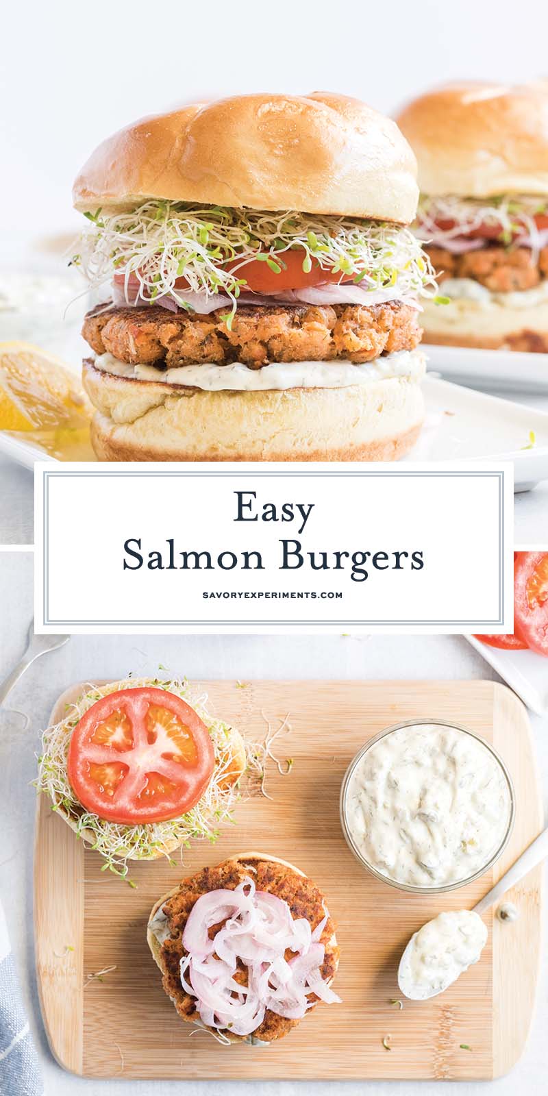 collage of salmon burgers for pinterest