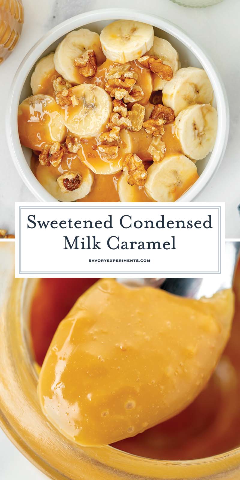 collage of sweetened condensed milk caramel