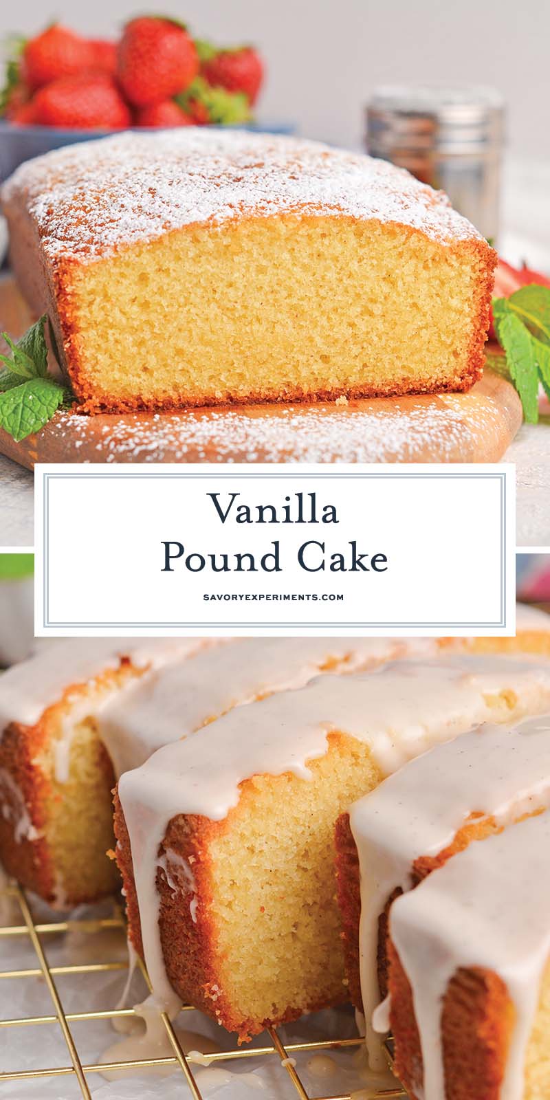 collage of vanilla pound cake