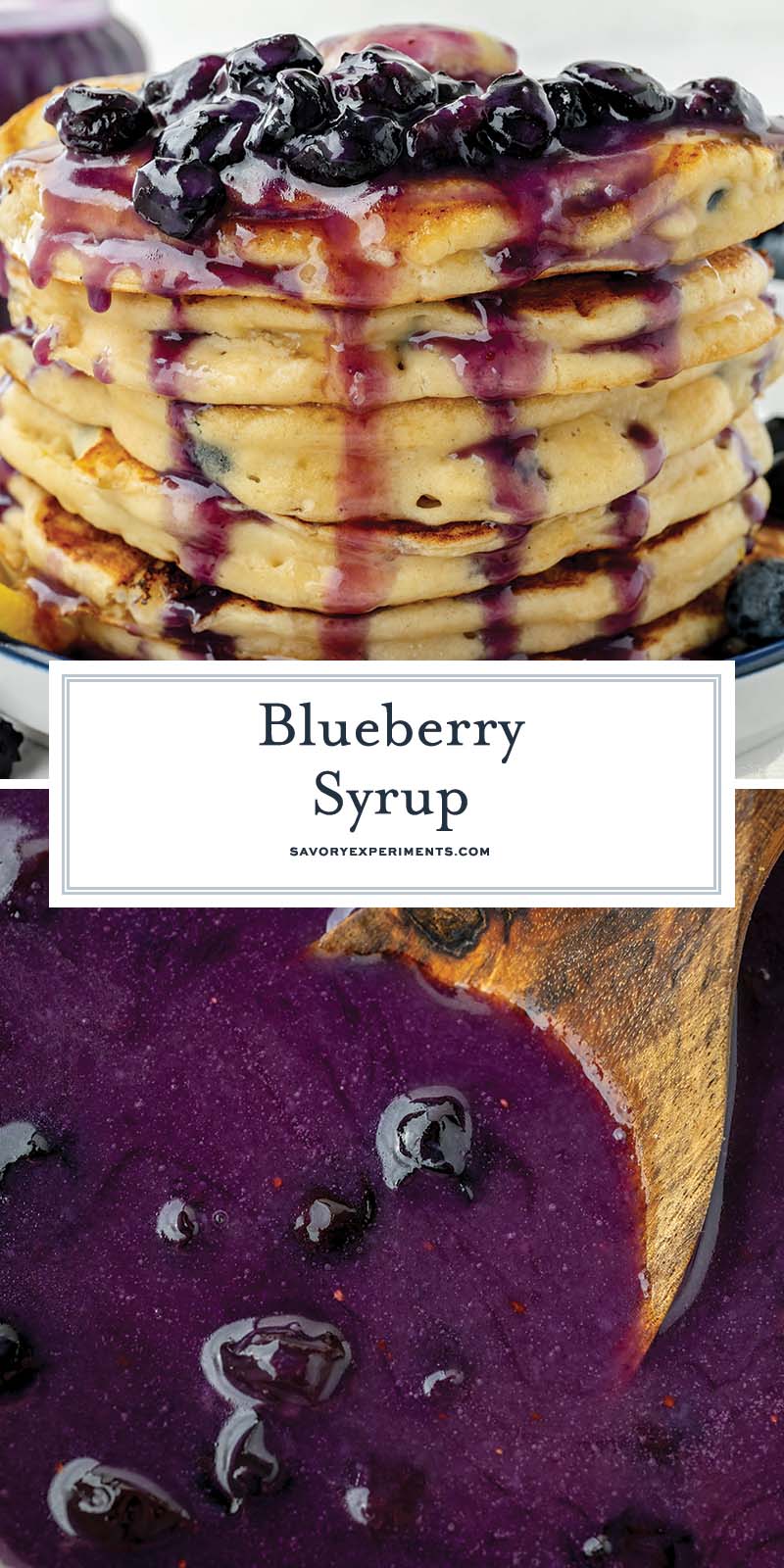 collage of homemade blueberry syrup