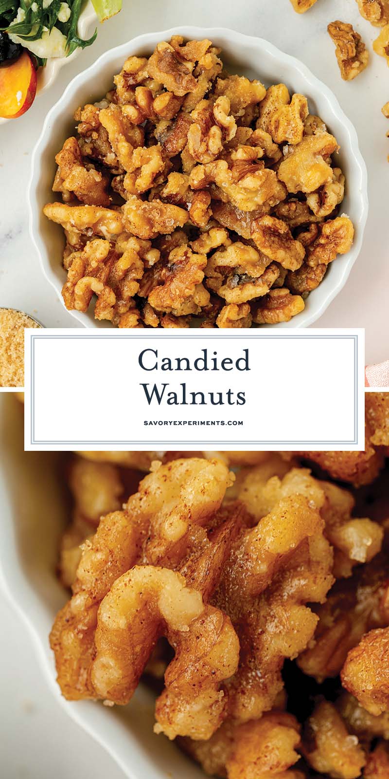 collage of candied walnuts