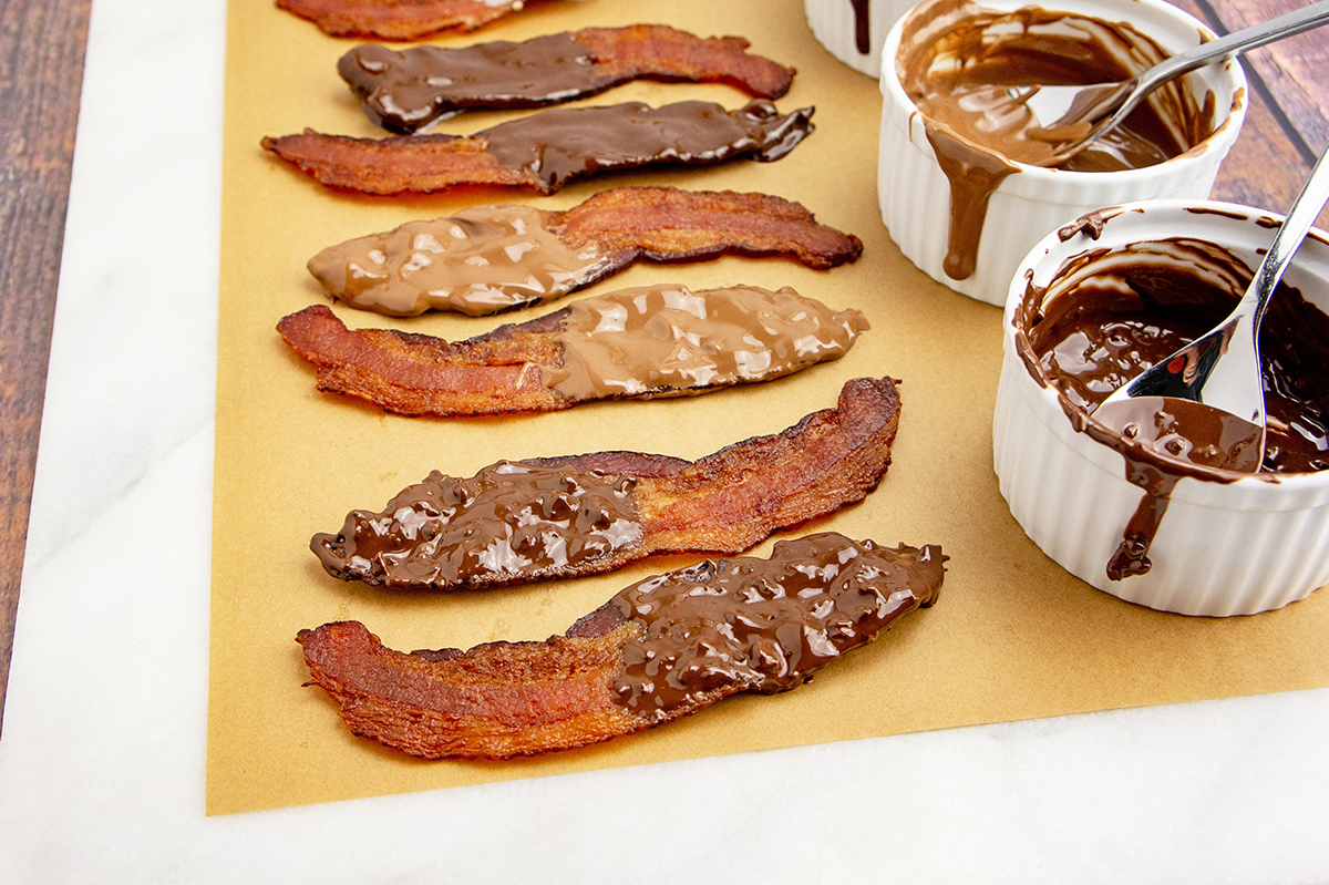 chocolate covered bacon drying