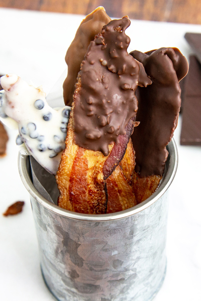 angle of chocolate dipped bacon