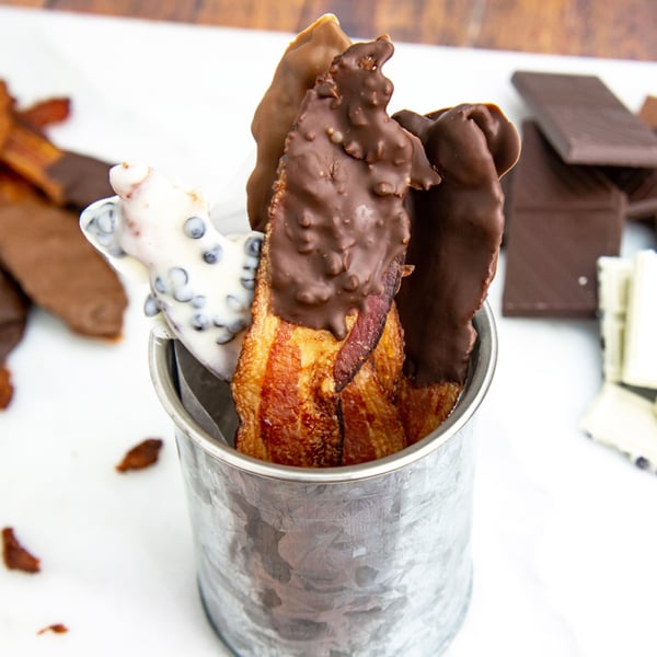 angle of chocolate dipped bacon