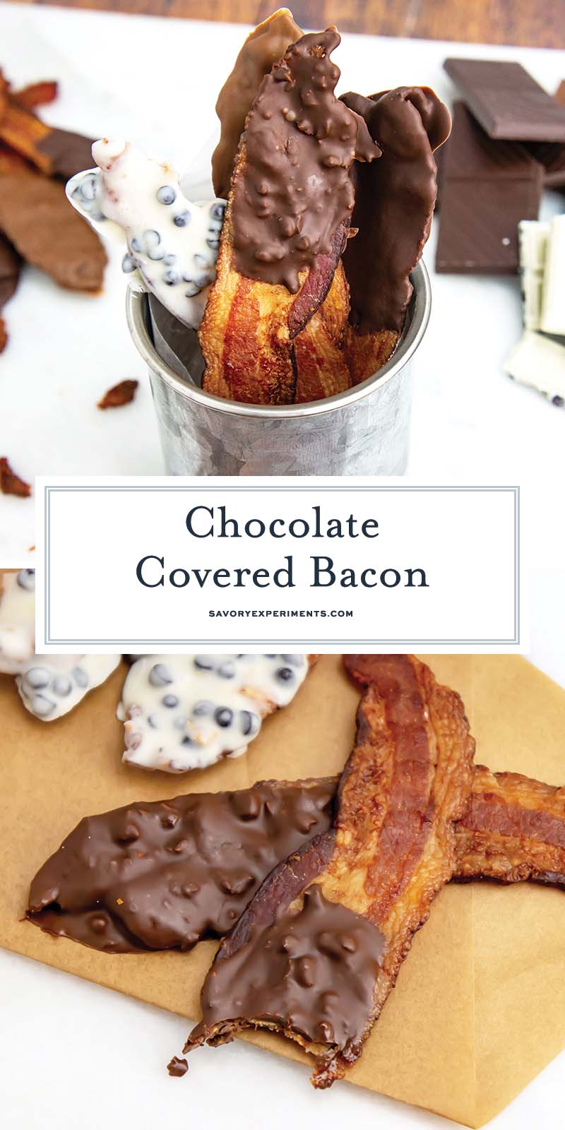 collage of chocolate covered bacon for pinterest