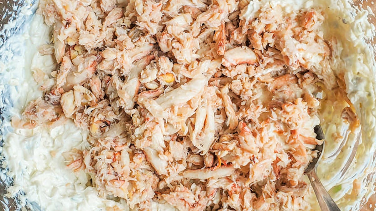 crab added to creamy dip