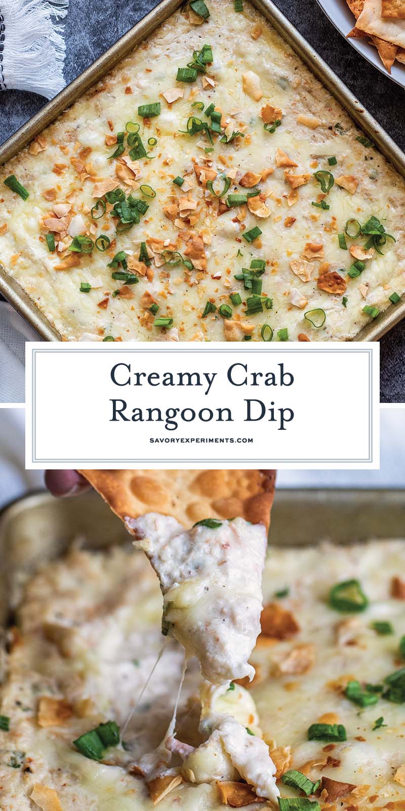 collage of crab rangoon dip for pinterest