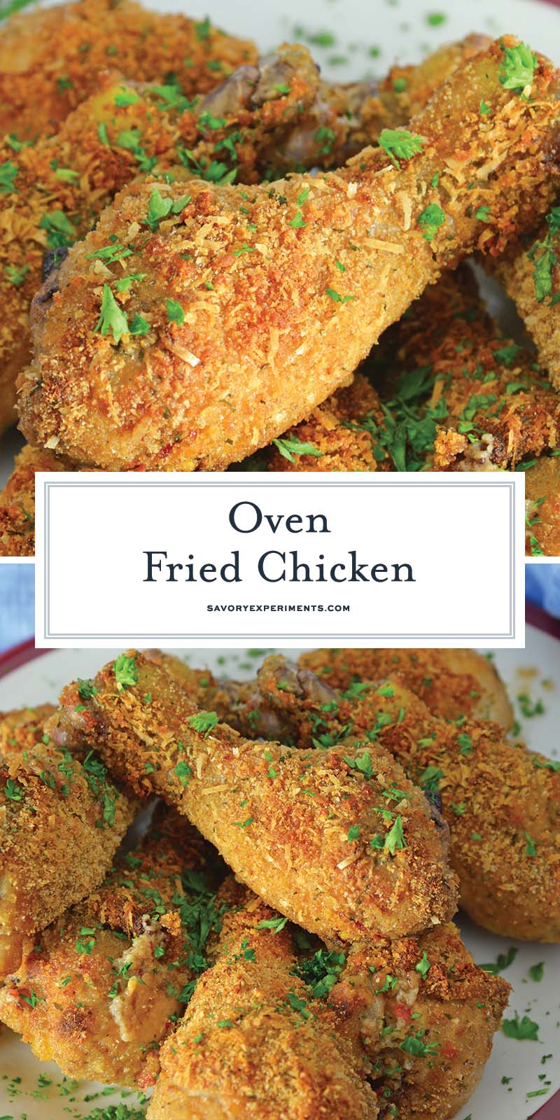 collage of oven fried chicken recipe for pinterest