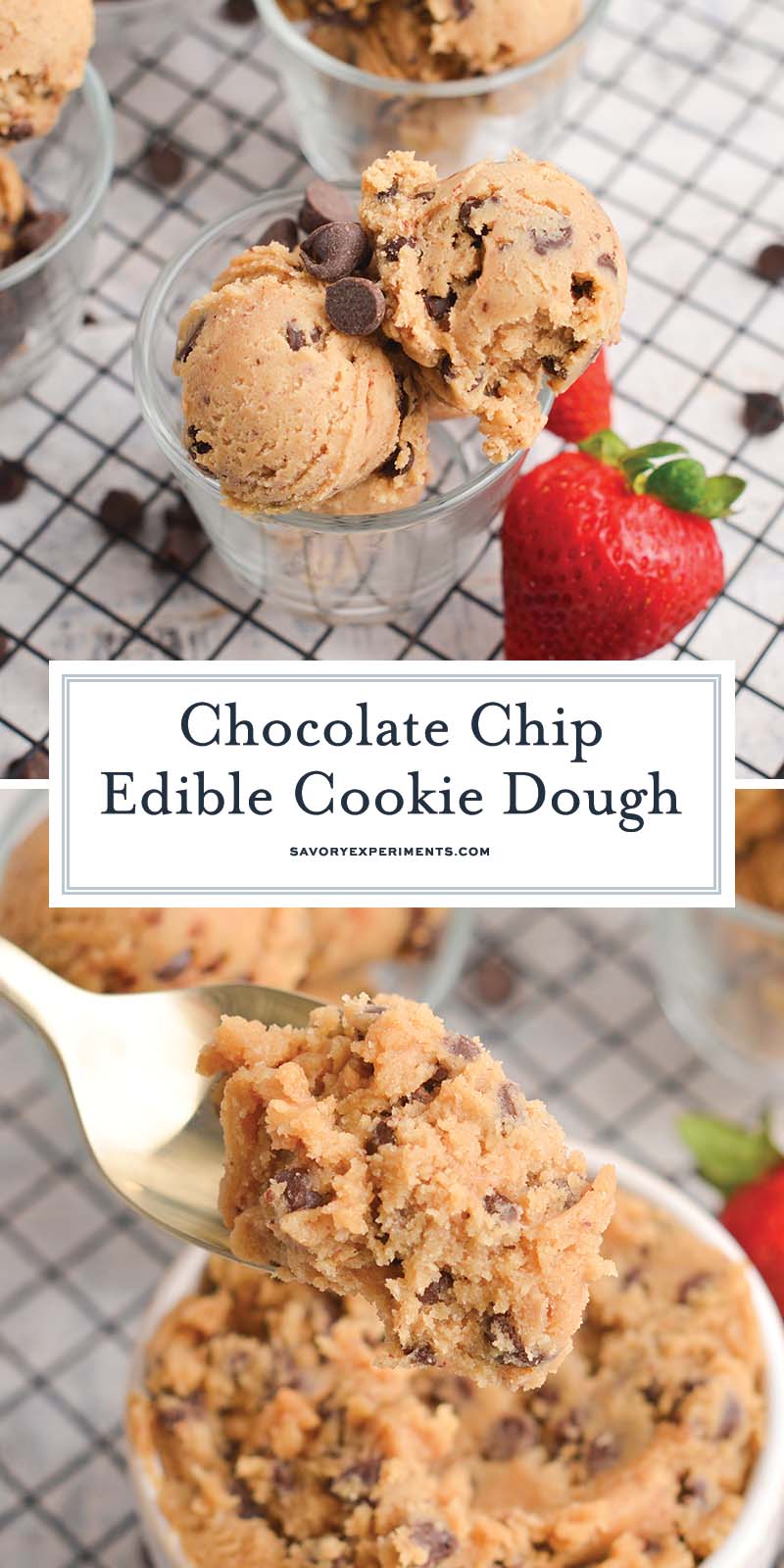 collage of easy edible cookie dough recipe for pinterest